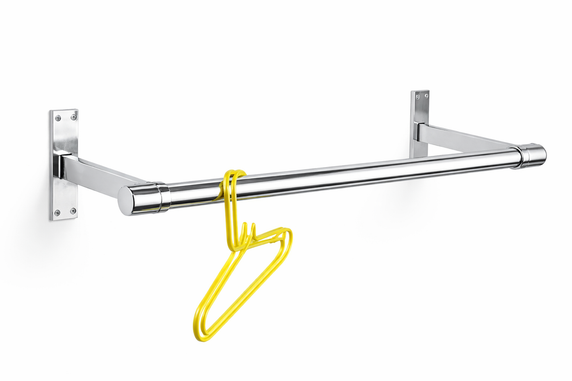 32mm Wall Mounted Clothes Rail Chrome Garment Hanging Bar