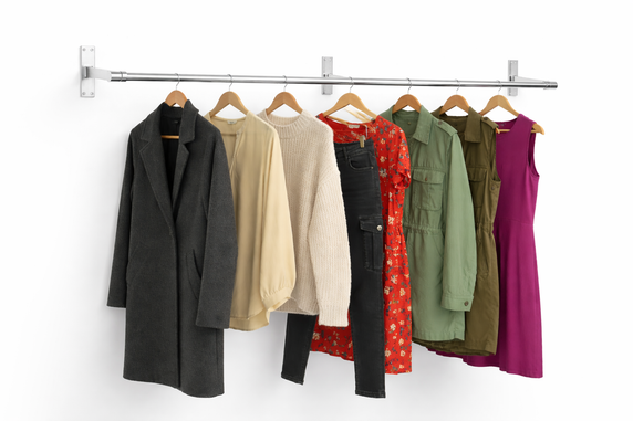 32mm Wall Mounted Clothes Rail Chrome Garment Hanging Bar