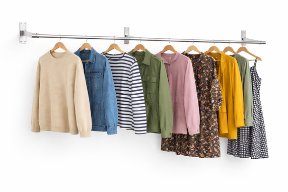 32mm Wall Mounted Clothes Rail Chrome Garment Hanging Bar