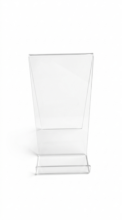 Clear Acrylic Book Display Stand / Easel with Lip – 75mm Wide – Brochure, Menu & Postcard Holder