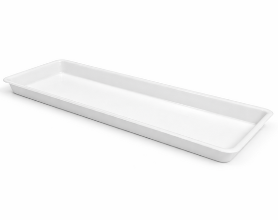 Heavy Duty Plastic Butcher Tray – Long Meat & Deli Display Tray (White)