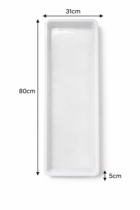 Heavy Duty Plastic Butcher Tray – Long Meat & Deli Display Tray (White)