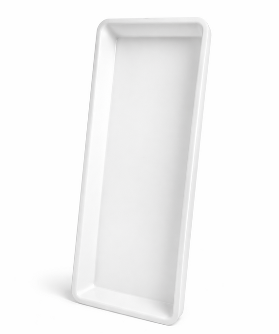 Heavy Duty Plastic Butcher Tray – Long Meat & Deli Display Tray (White)