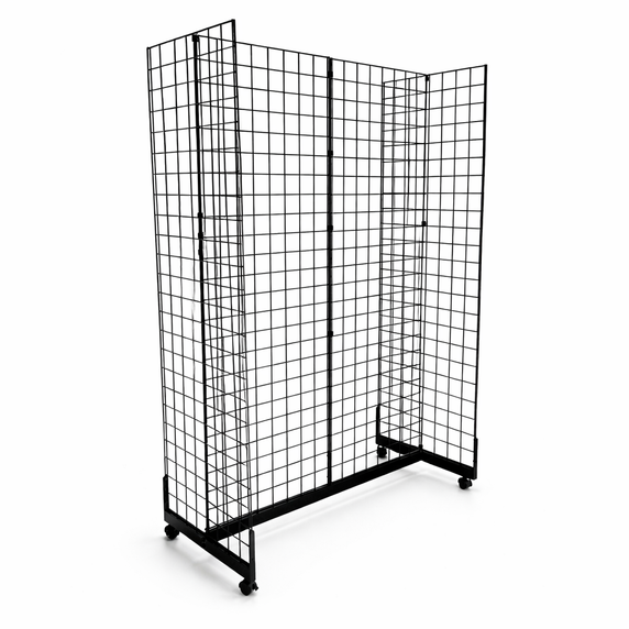 Double-Sided Gridwall Gondola Display Rack with Hanging Arms – Retail Clothing Display Stand