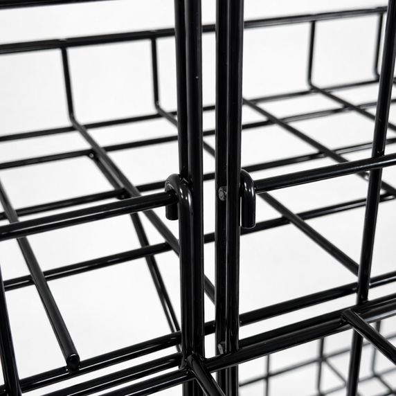H-Shape Grid Mesh Gondola Display Stand with Baskets & Wheels – Double-Sided Retail Gridwall Merchandiser