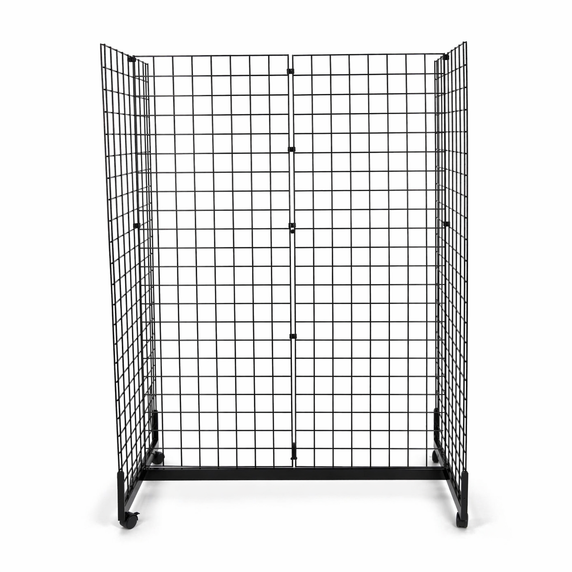 6ft Black Grid Mesh 'H' Stand Gondola Stand With 528x Single Hooks