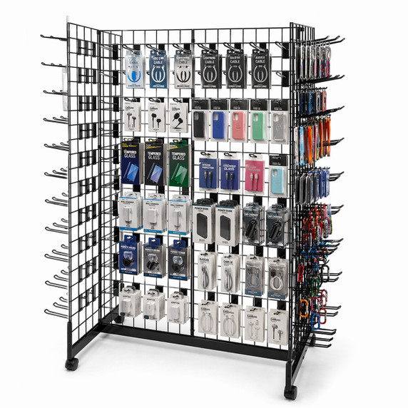 5ft Black Grid Mesh 'H' Stand Gondola Stand With 288x Euro Hooks