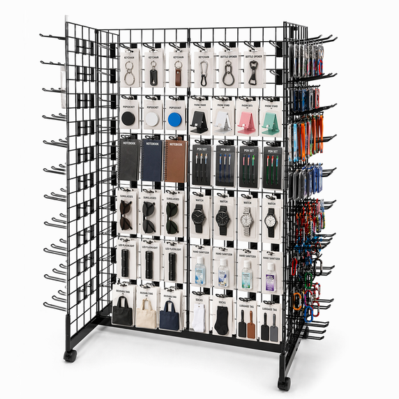 8ft Black Grid Mesh 'H' Stand Gondola Stand With 480x Euro Hooks
