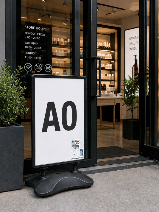 Black A0 Waterbase Pavement Sign – Heavy Duty Outdoor Poster Display Stand