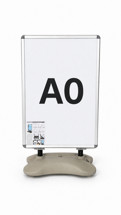 Grey A0 Waterbase Pavement Sign – Heavy Duty Outdoor Poster Display Stand