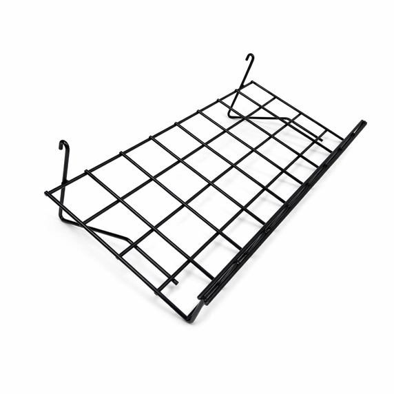 6ft Black 4-Way Grid Mesh Display Stand With 24 Shelves & Wheels