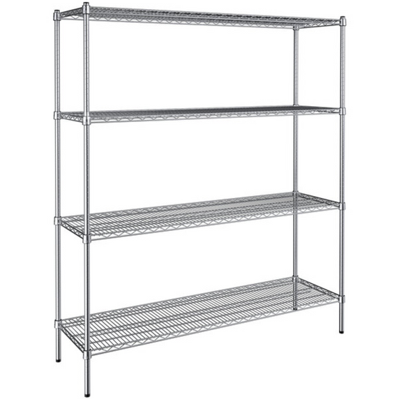 4 Tier Chrome Wire Shelving - 6ft Height