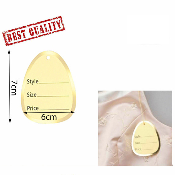 1000 Unstrung Gold Egg Shape Clothes/ Garment Reference Stock/tags/ Labels