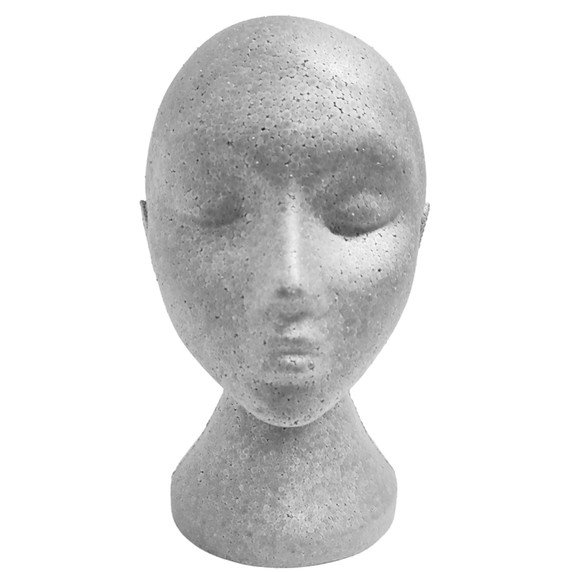 Polystyrene Female Display Head Mannequin For Hats, Glasses, Scarfs