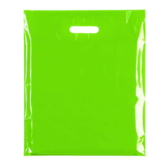 100Plastic Plain Lime Green Carrier Bags