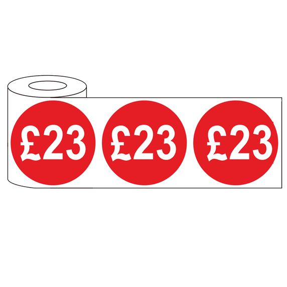 500x 45mm £23 Red Self Adhesive Round Price Stickers