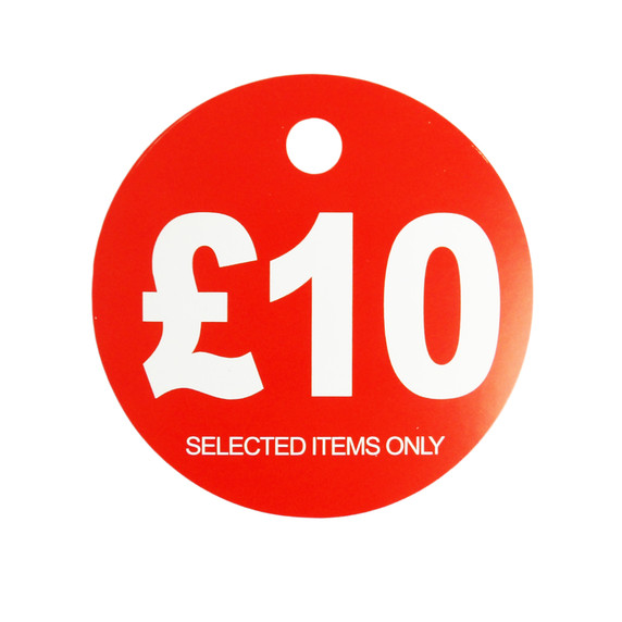 100x Round Sale Reduce Special Offer Card Hanger Swing £10 Ticket