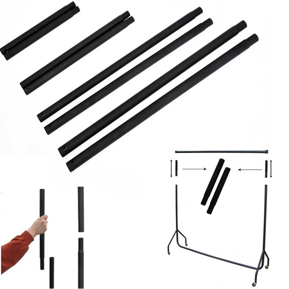 Black Extension Poles For Garment Clothes Rail Heavy Duty Comes In 12 Inch Pair