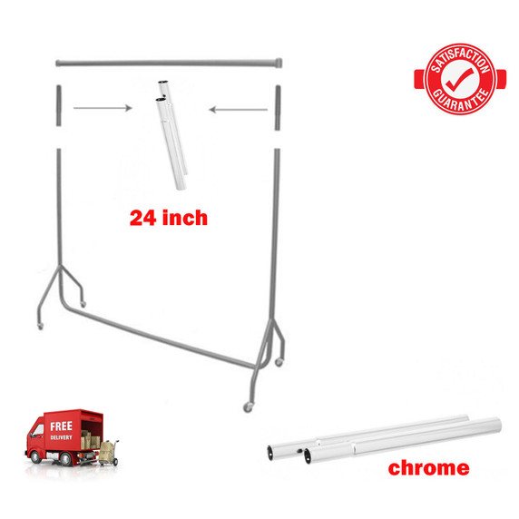 Full Chrome  Extension Poles For Garment Clothes Rail Heavy Duty Comes In 24 Inch Pair