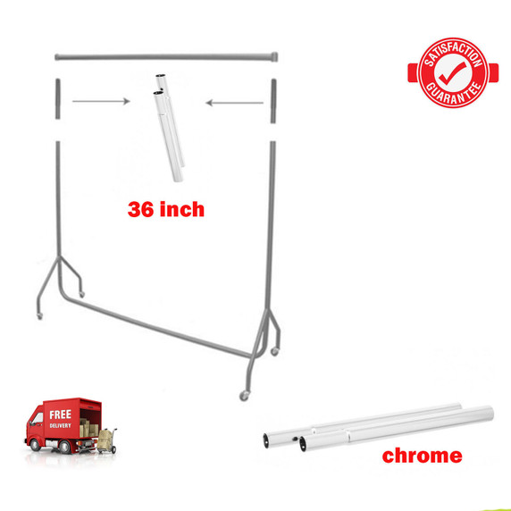 Full Chrome  Extension Poles For Garment Clothes Rail Heavy Duty Comes In 36  Inch Pair