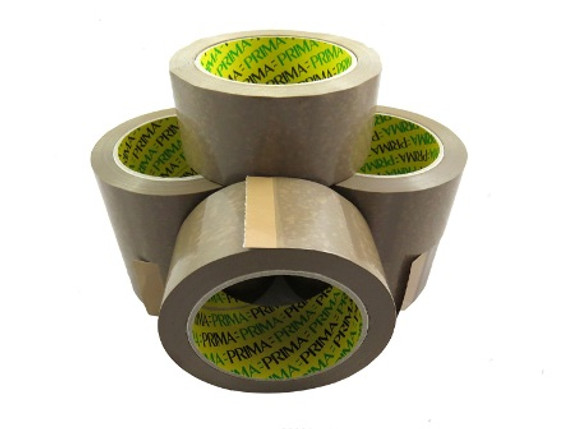 6x Rolls Of Heavy Duty PRIMA Brown Vinyl Packing Tape 48mm x 66m