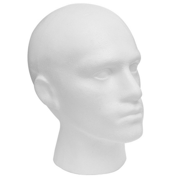 Polystyrene Male Display Head Mannequin For Hats, Glasses, Scarfs