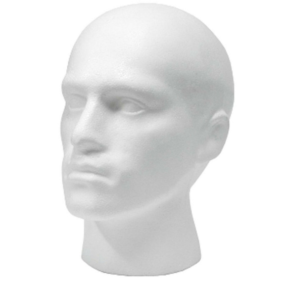 Polystyrene Male Display Head Mannequin For Hats, Glasses, Scarfs