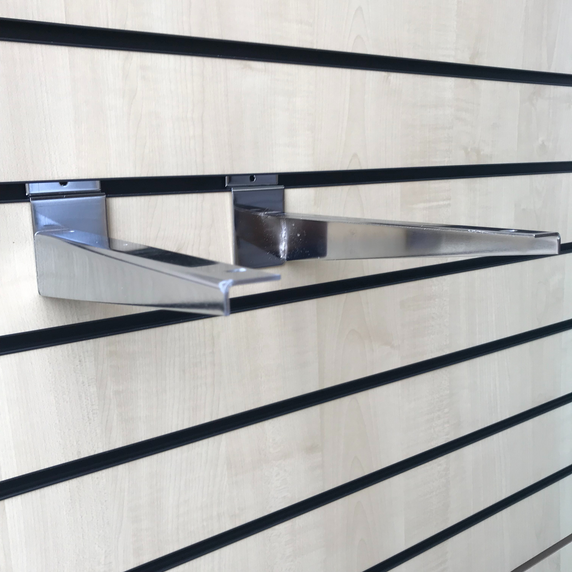 Wooden Shelf Brackets (Pair) For Slatwall Shop Fittings Heavy Duty In Chrome