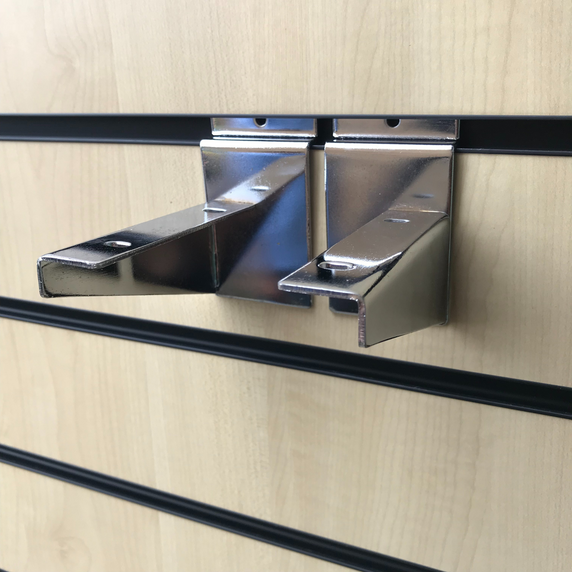 Wooden Shelf Brackets (Pair) For Slatwall Shop Fittings Heavy Duty In Chrome