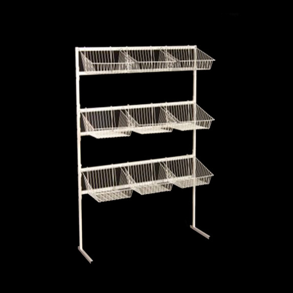 3 Tier Display Stand – 9 Basket Unit Stand White Shop Display for Bread, Snacks, Clothes or Toys