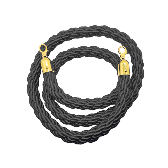 Premium Quality 2 Meter Black Rope With Gold End