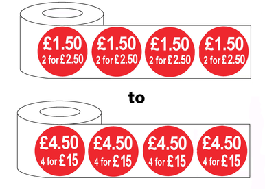 Quantize Sticker 500 x45mm Red Price Adhesive Stickers - Quantity Discount
