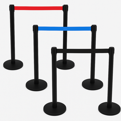 Black Retractable Queue Barrier System:Efficient Crowd Control &Queue ...
