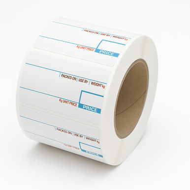 Scale Label Backing 2‑Colour 58 × 60 mm CAS‑Compatible Scale Label Rolls – 500 Labels per Roll