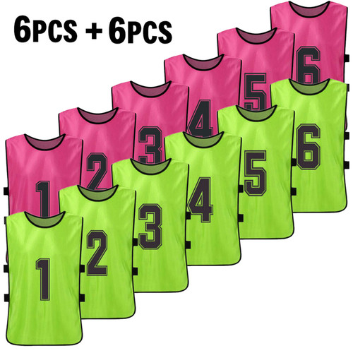12 PCS Adults Soccer Pinnies 2 Colors Quick Drying Football Team Jerseys Youth Sports Soccer Team Training Practice Sports Vest