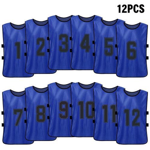 12 PCS Kid's Football Quick Drying Soccer Jerseys Youth Sports Scrimmage Basketball Team Training Numbered Practice Sports Vest