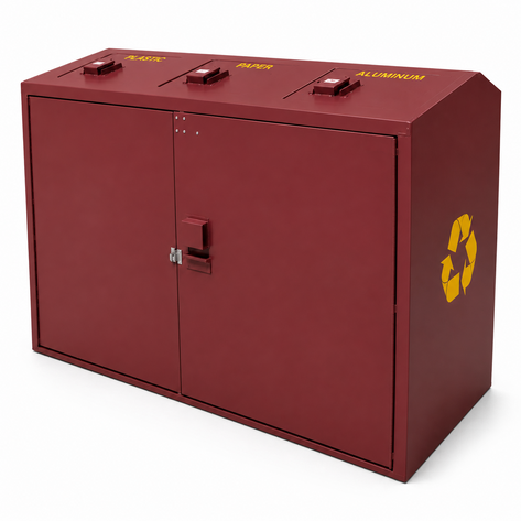 Outdoor Trash/Recycle Bin, Holds Three 65 Gal Carts for 195 Gallons Total - MD365