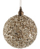 5 Inch Champagne Glittered & Beaded Ball Ornament