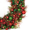 Closeup of Decorated Commercial Pine Wreath