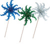 15" Poinsettia Stem with Glitter Trim - Blue, Green, or Powder Blue/Silver