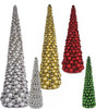 Solid Color Ball Cone Trees - Silver, Gold, Red or Green in 4 Sizes: 3', 5', 7' or 10' Tall