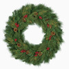 36" Mixed Pine Wreath with Red Berries and Pine Cones