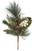 18"  Mixed Leaf with Glittered Berry/Pine Cone Pick