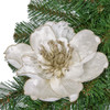 6" Velvet Cream/White 
Magnolia Flower with Gold Glitter Trim