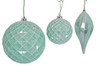 Mint Green Pearled Grid Ball and Finial with White Glitter. Ornaments Sold Separately