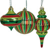 10" Finial, 6" Pumpkin Ball, 5" Onion
Red/Green Striped Ornament with Gold Glitter