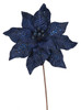 22" Velvet Navy Blue Poinsettia Stem
Glitter Trim/Beaded