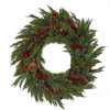 30" Natural Touch Cypress Wreath with Red Berries and Pine Cones