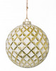 6" Whitewashed/Reflective Gold Grid Ball Ornament