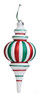 J-230510
10" Matte/Glittered Striped Finial - White with Red/Green Glitter